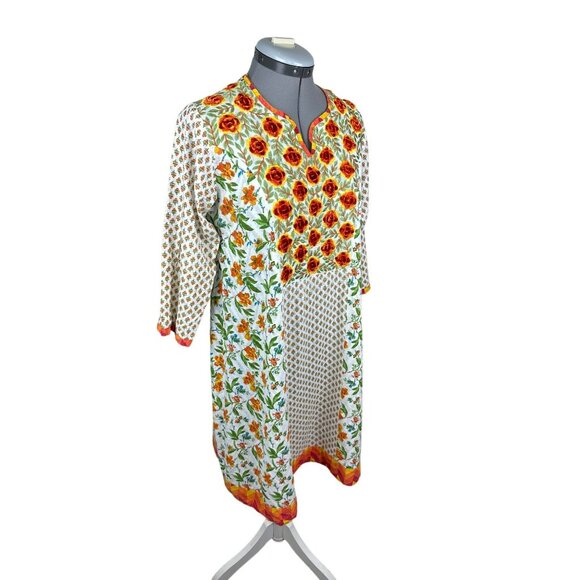 Vintage Dresses & Skirts - Vintage Dress Women's Small Handmade Kurta Floral Embroidered Boho Indie